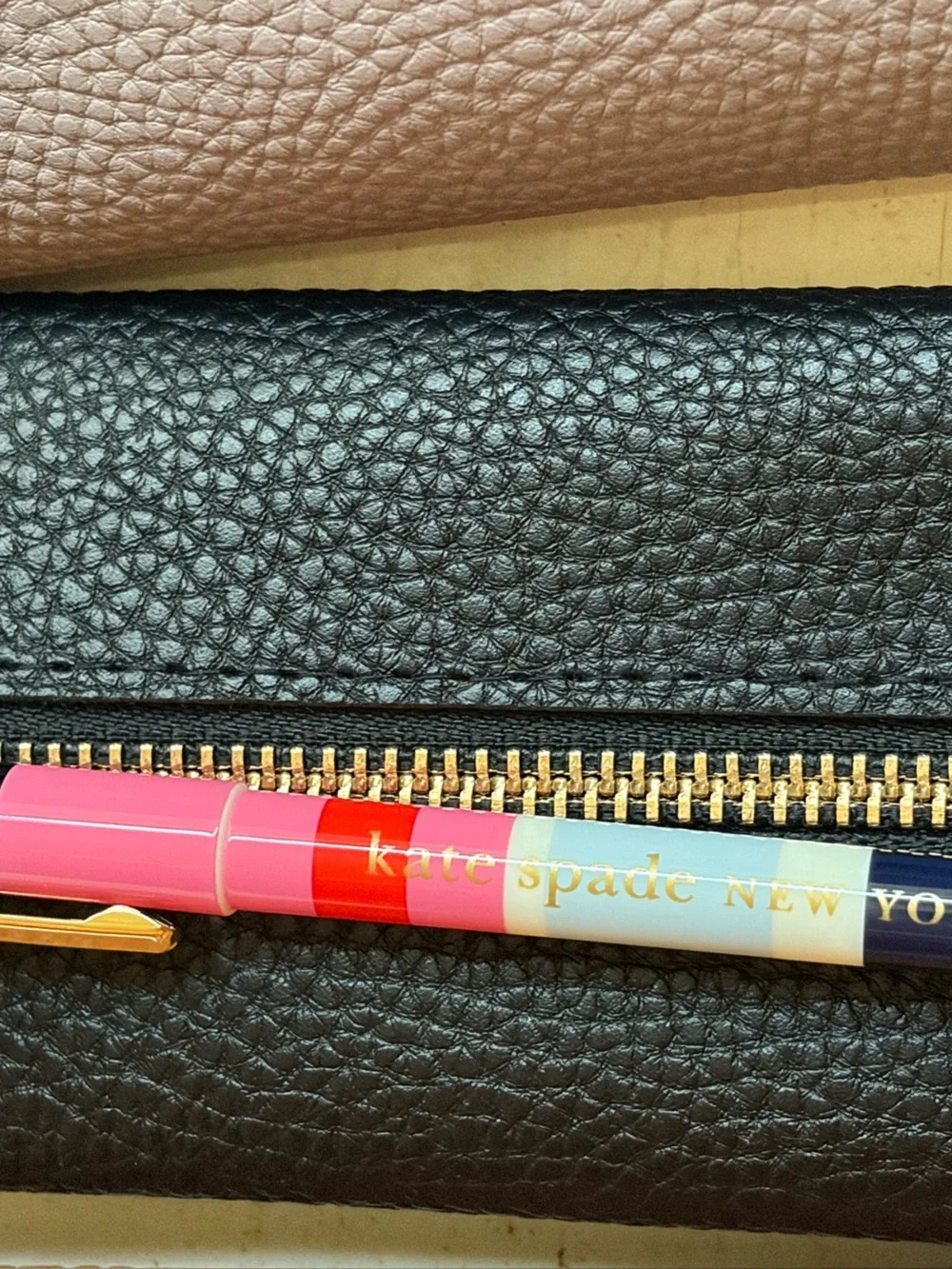 Kate spade ball point pen and  Unbranded Black Faux Leather Zip  pencil Pouch